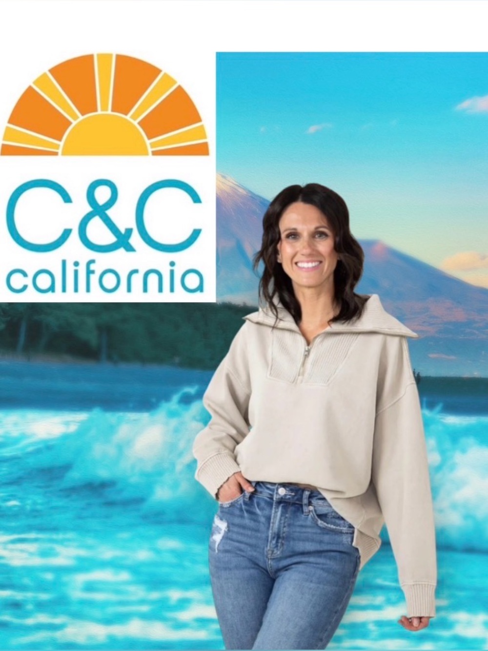 C&C California HAILEY sunwashed pullover SWEATSHIRT women’s SHIRT  size medium